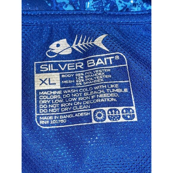 Silver Bait Fishing Men’s Shirt Sz XL 1/4 Zip Vented/Mesh/Back Blue Zip/Pocket - Picture 12 of 12